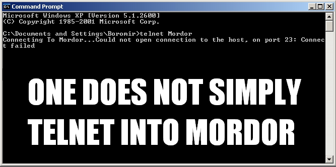 Telnet into mordor