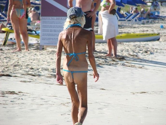Old lady in bikini