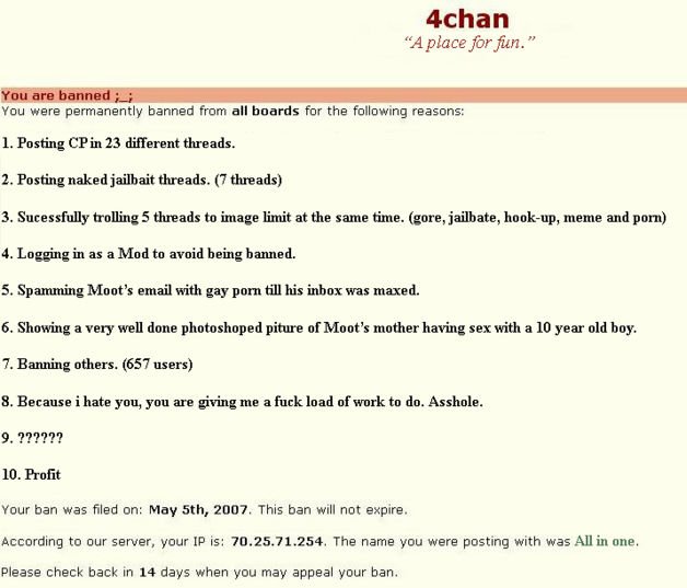Banned from 4chan