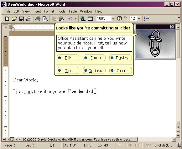 MS Word suicide note