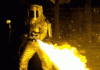 With fire